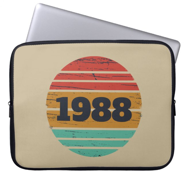Personalised vintage birthday gift idea laptop sleeve (Front)