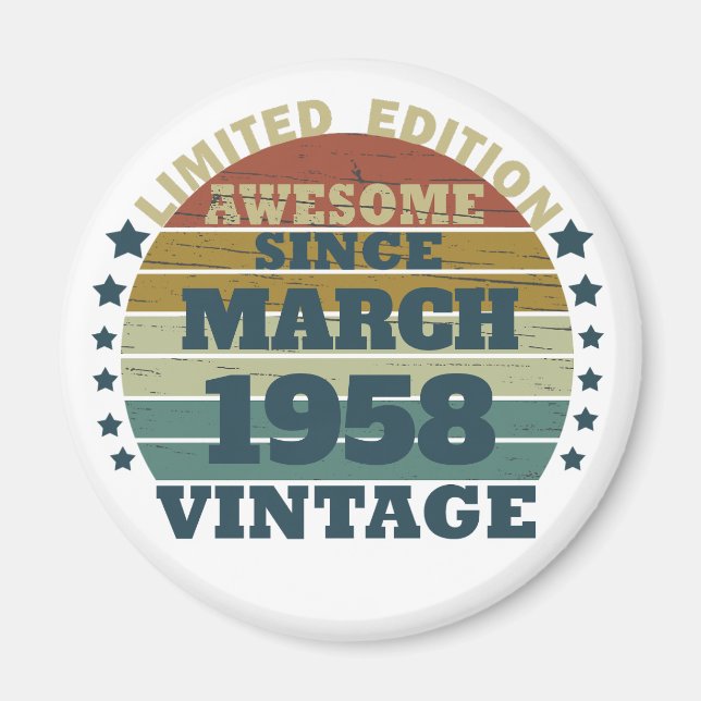 Personalised vintage birthday gift idea magnet (Front)