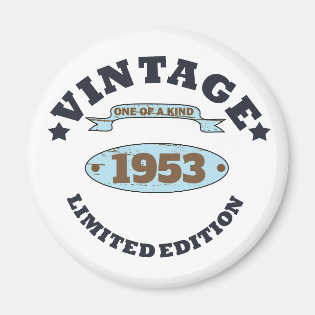 Personalised vintage birthday gift idea magnet (Front)