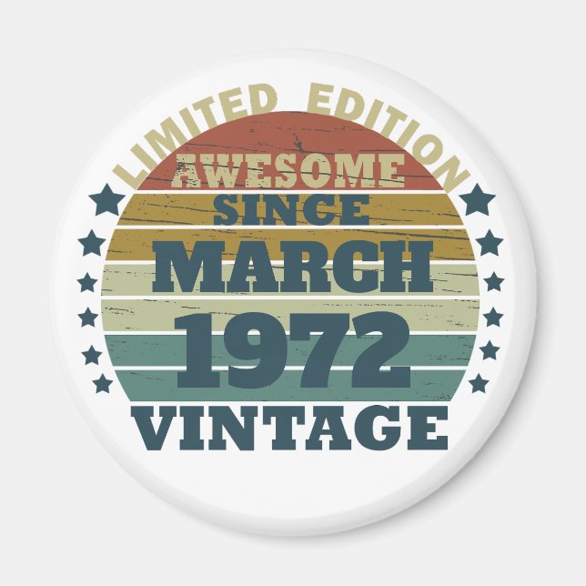 Personalised vintage birthday gift idea magnet (Front)