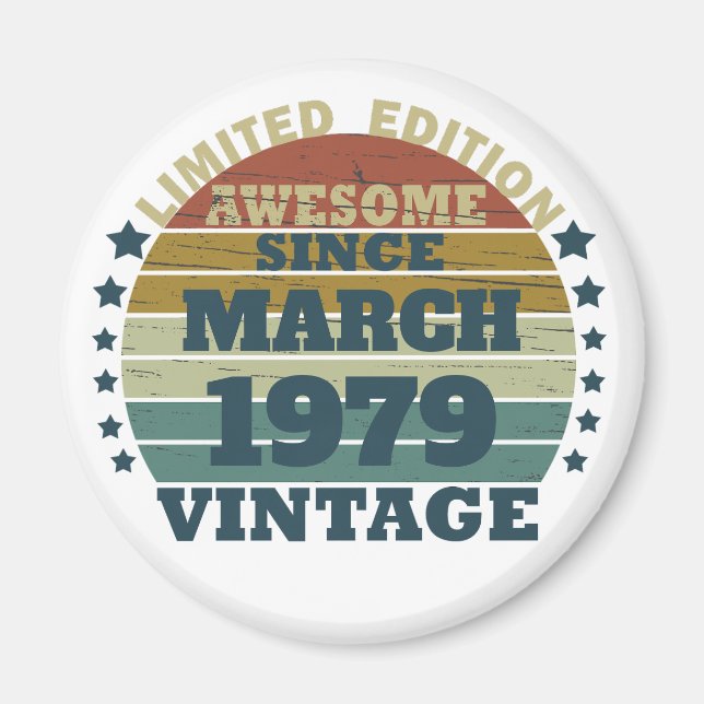 Personalised vintage birthday gift idea magnet (Front)