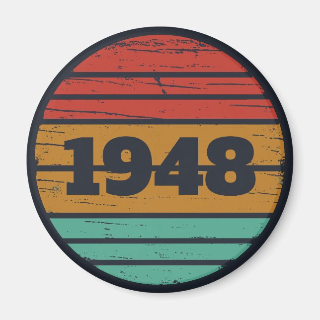 Personalised vintage birthday gift idea magnet (Front)
