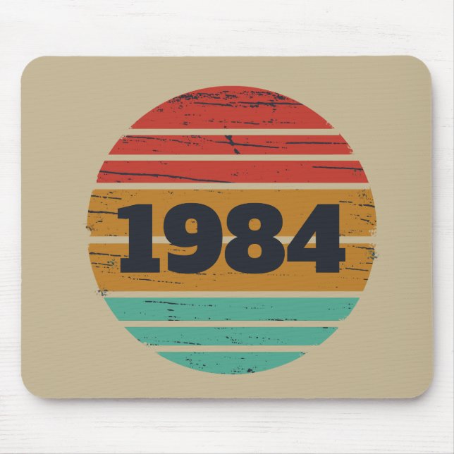 Personalised vintage birthday gift idea mouse mat (Front)