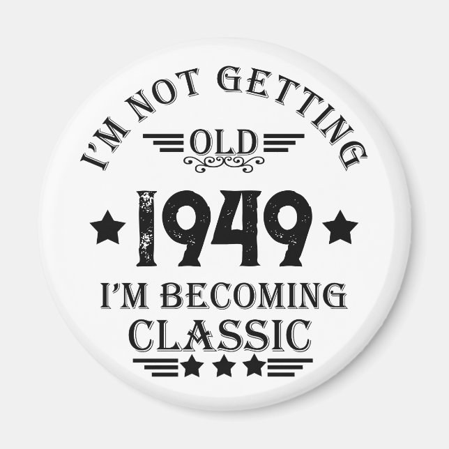 Personalised vintage birthday gift magnet (Front)