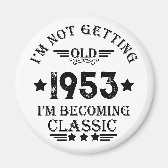 Personalised vintage birthday gift magnet (Front)