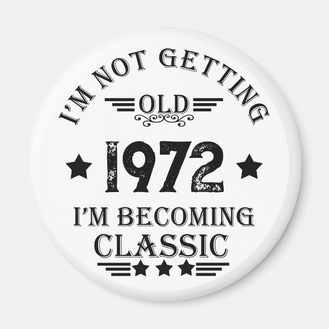 Personalised vintage birthday gift magnet (Front)