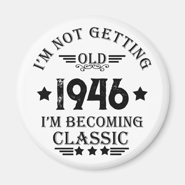 Personalised vintage birthday gift magnet (Front)