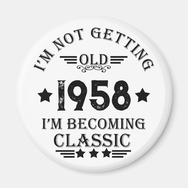 Personalised vintage birthday gift magnet (Front)