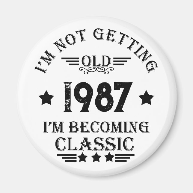 Personalised vintage birthday gift magnet (Front)