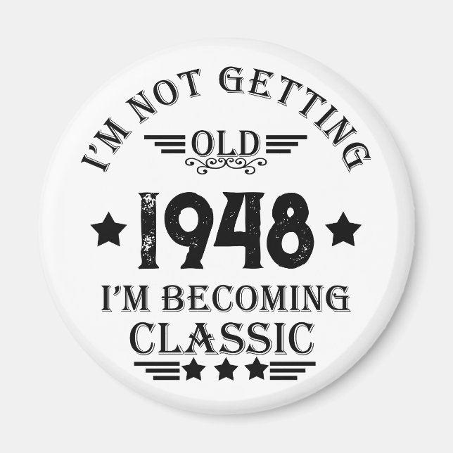 Personalised vintage birthday gift magnet (Front)