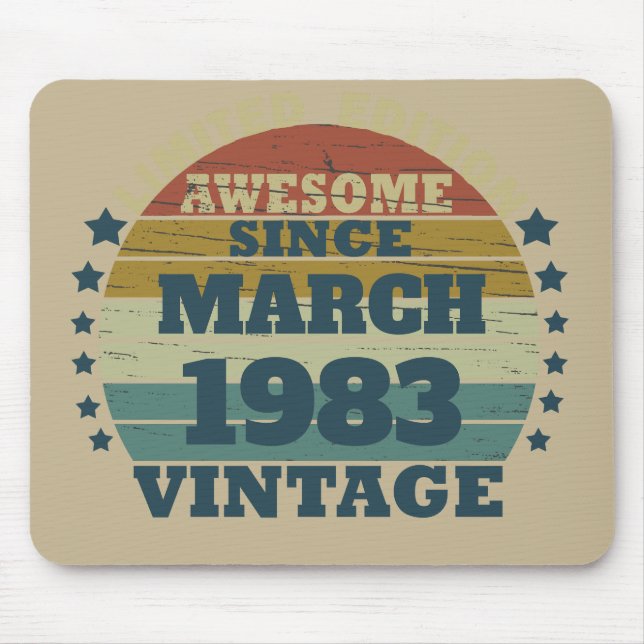 Personalised vintage birthday gift mouse mat (Front)