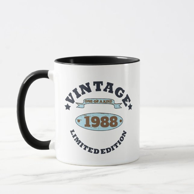 Personalised vintage birthday gift mug (Left)
