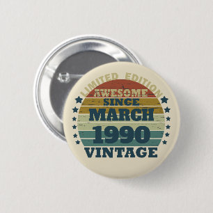 Personalised vintage birthday gifts 6 cm round badge