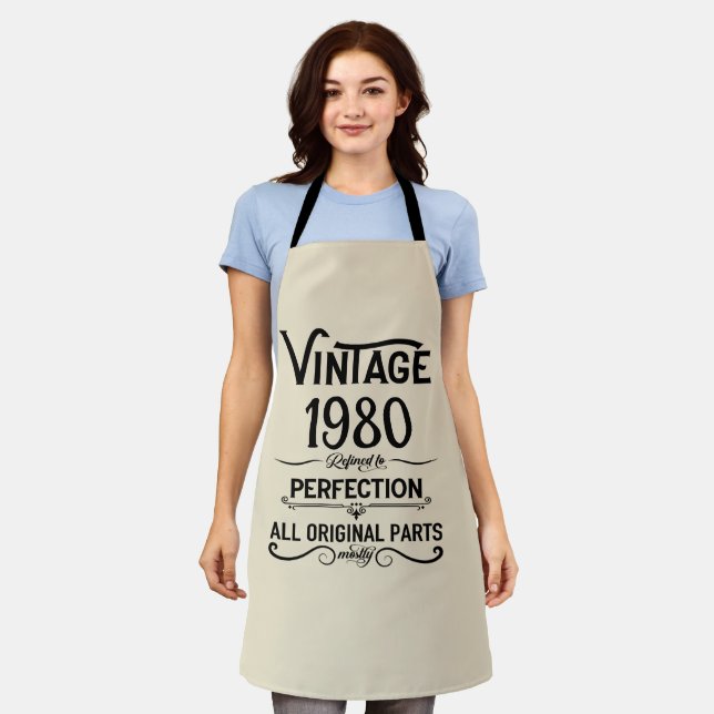 Personalised vintage birthday gifts black apron (Worn)