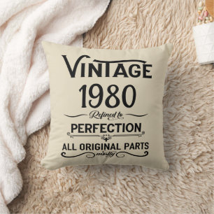 Personalised vintage birthday gifts black cushion