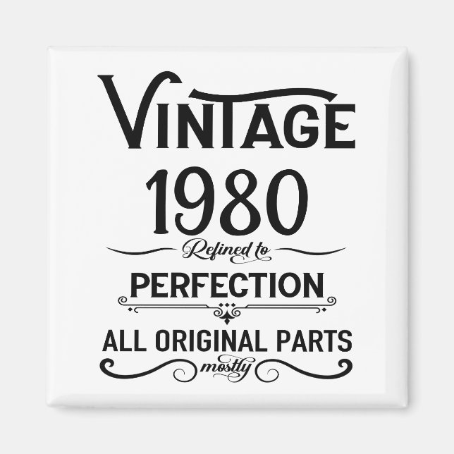 Personalised vintage birthday gifts black magnet (Front)