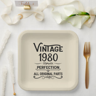 Personalised vintage birthday gifts black paper plate
