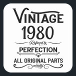 Personalised vintage birthday gifts black square sticker<br><div class="desc">You can add some originality with this limited edition, premium quality, and original, classy, retro, and vintage-looking birthday graphic design with a cool typography font. This is a great gift idea for men, women, husbands, wives, girlfriends, and boyfriends who will love this one-of-a-kind piece of art. Unique and funny holiday...</div>