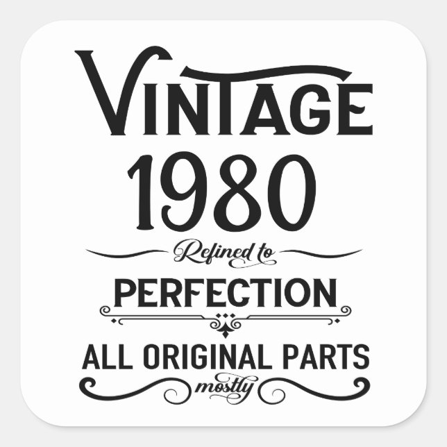 Personalised vintage birthday gifts black square sticker (Front)