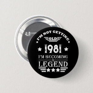 Personalised vintage birthday gifts black white 6 cm round badge