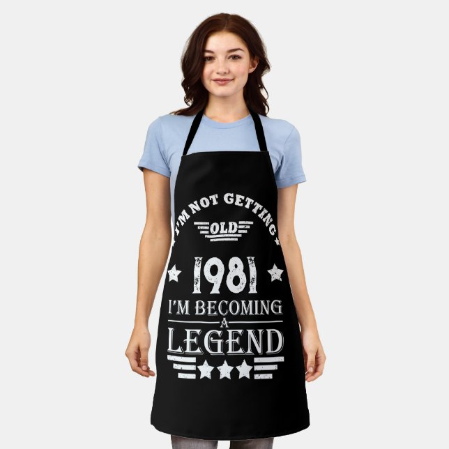 Personalised vintage birthday gifts black white apron (Worn)