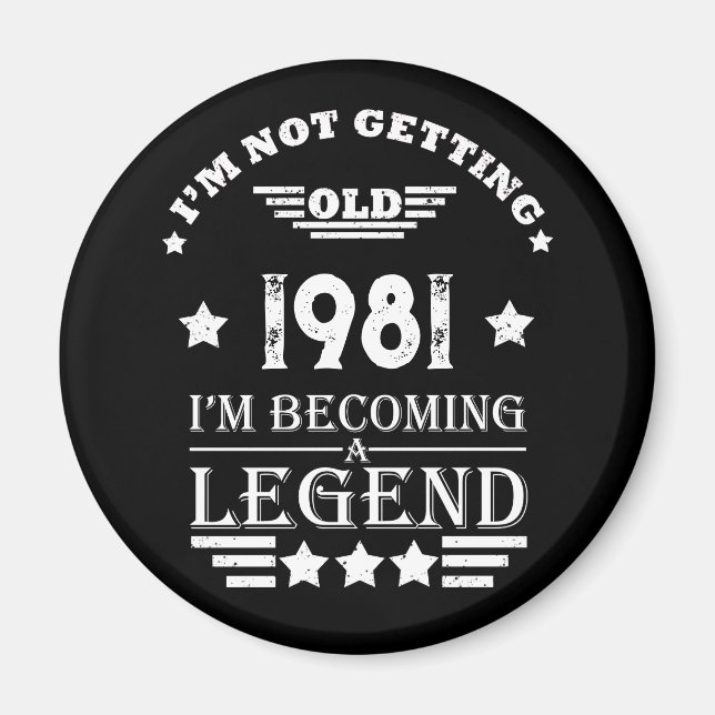 Personalised vintage birthday gifts black white magnet (Front)