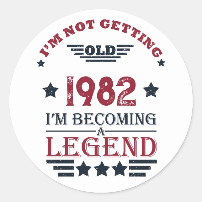 Personalised vintage birthday gifts classic round sticker (Front)