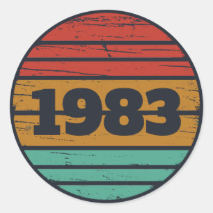 Personalised vintage birthday gifts classic round sticker