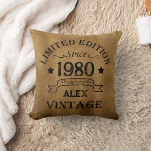 Personalised vintage birthday gifts cushion