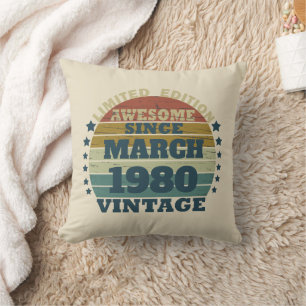Personalised vintage birthday gifts cushion