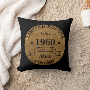 Personalised vintage birthday gifts cushion