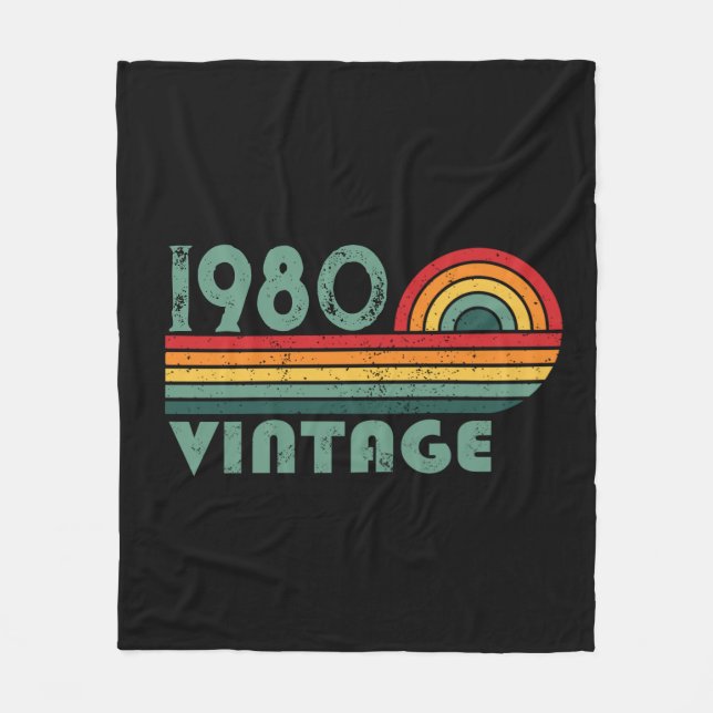 Personalised vintage birthday gifts fleece blanket (Front)