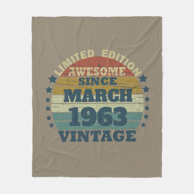 Personalised vintage birthday gifts fleece blanket (Front)