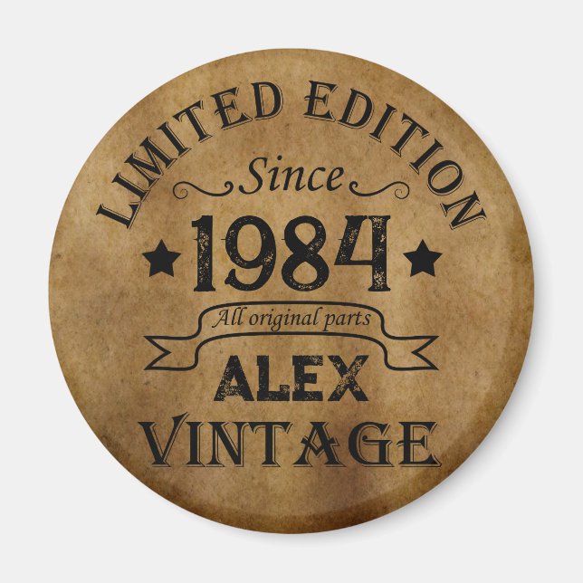 Personalised vintage birthday gifts magnet (Front)
