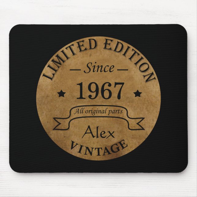 Personalised vintage birthday gifts mouse mat (Front)