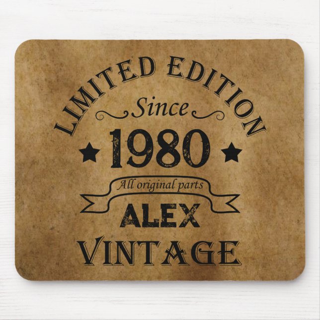 Personalised vintage birthday gifts mouse mat (Front)