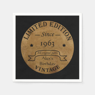 Personalised vintage birthday gifts napkin