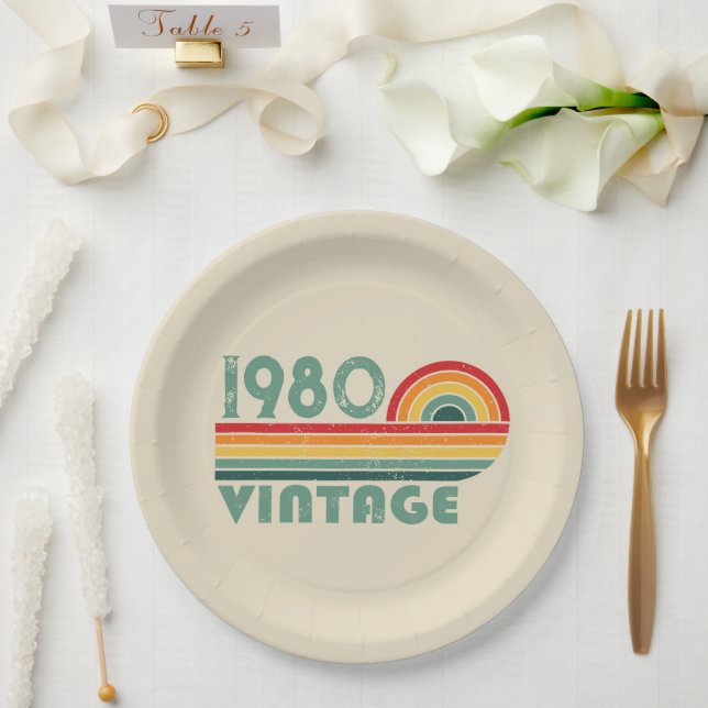 Personalised vintage birthday gifts paper plate (Wedding)