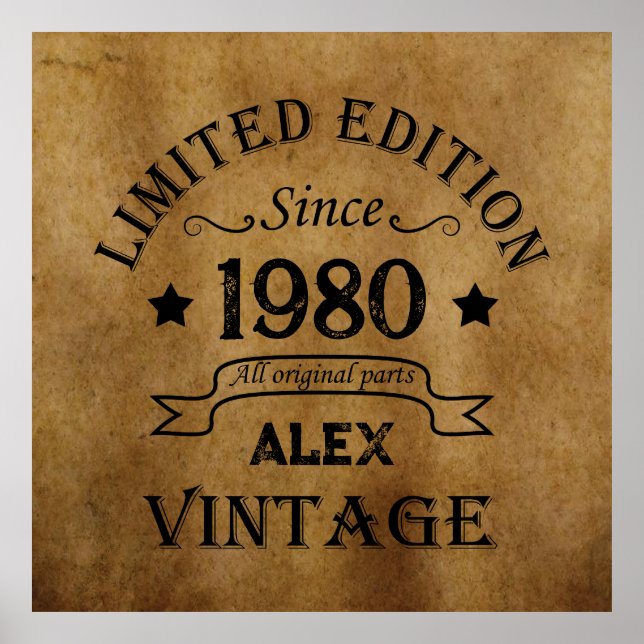 Personalised vintage birthday gifts poster (Front)