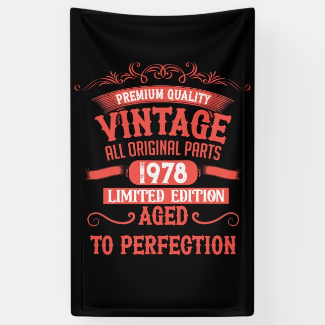 Personalised vintage birthday gifts red banner (Vertical)