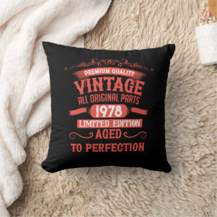 Personalised vintage birthday gifts red cushion