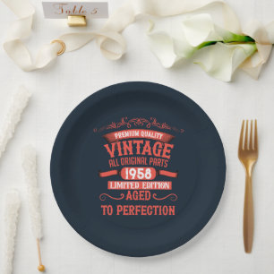 Personalised vintage birthday gifts red paper plate