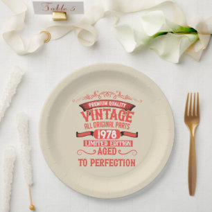 Personalised vintage birthday gifts red paper plate