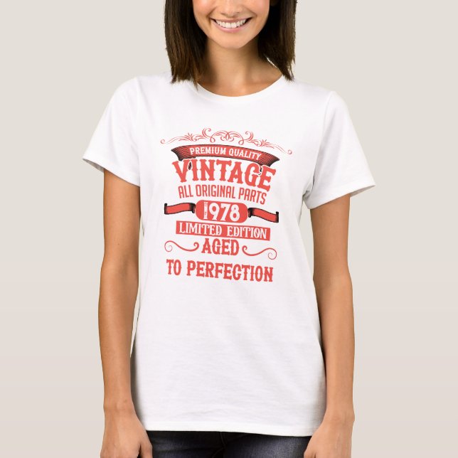 Personalised vintage birthday gifts red T-Shirt (Front)
