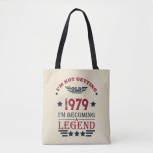 Personalised vintage birthday gifts red tote bag