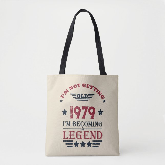 Personalised vintage birthday gifts red tote bag (Front)