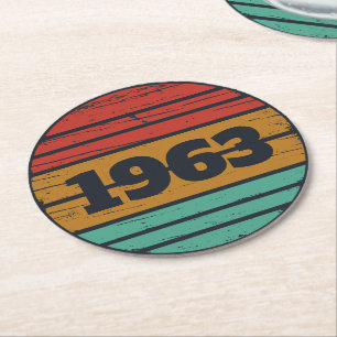 Personalised vintage birthday gifts round paper coaster