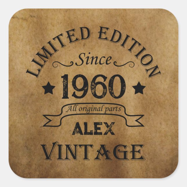 Personalised vintage birthday gifts square sticker (Front)