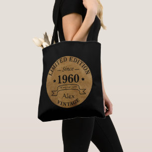 Personalised vintage birthday gifts tote bag