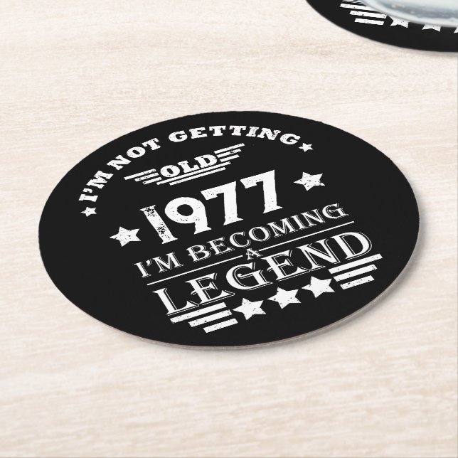 Personalised vintage birthday gifts white round paper coaster (Angled)